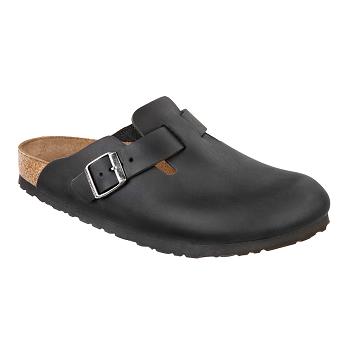 Birkenstock Oiled Læder Boston Dame Sort | DK 315PJJ